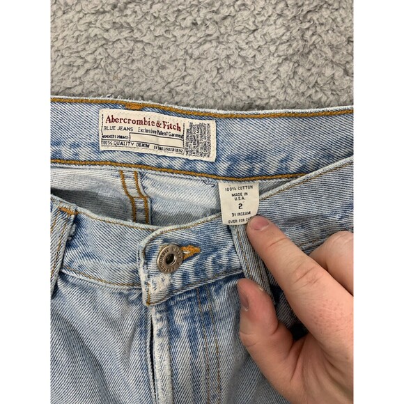 ABERCROMBIE & FITCH 2 Distressed Destroyed Bootcut Fringe Cropped Blown-out Knee - Picture 5 of 11